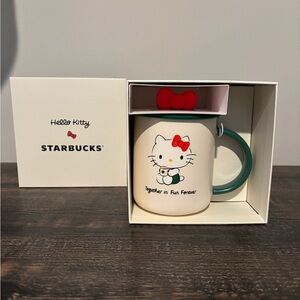 Hello Kitty Starbucks Mug with Lid - Cream and Green NWB